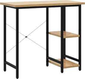 vidaXL Birou de calculator negru/stejar deschis 80x40x72 cm MDF/metal