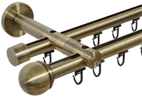 Galerie dubla teava profil todi max ,prindere perete 19/19 aur antic (Alege marime: 360 cm)