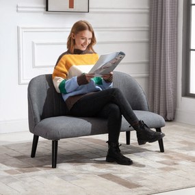 HOMCOM Canapea 2 Locuri Compacta Tesatura si Picioare din Lemn Casa si Birou Gri