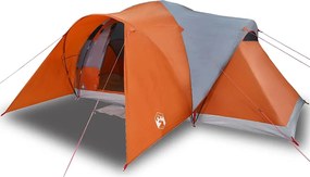vidaXL Cort de familie cupolă 6 persoane, gri/portocaliu, impermeabil