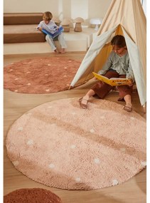 Covor pentru copii roz deschis lavabil/țesut manual din bumbac ø140 cm Round Dot Rose – Lorena Canals