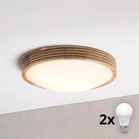 Brilagi - Lampă LED de tavan CARVALHO MODERN SLIM 2xE27/60W/230V Ø 37,5 cm stejar