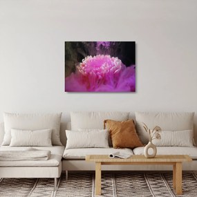 Tablou pe sticlă cu floare în fum roz (70x50 cm)