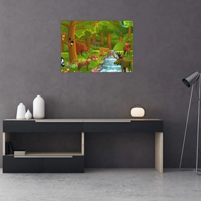 Tablou pe sticlă pentru copii cu animale (70x50 cm)