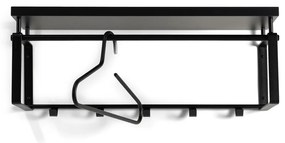 Cuier de perete negru cu raft din metal 70 cm Rex – Spinder Design