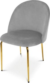 Scaun bucatarie INCA VELVET din catifea cu picioare aurii, gri deschis