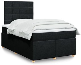 vidaXL Pat box spring cu saltea, negru, 120x190 cm, catifea