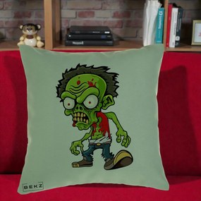 Perna Decorativa Zombie Halloween, 40x40 cm, Verde, Husa Detasabila, Perna Inclusa, BEKZ®
