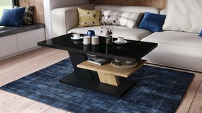 Mazzoni CLIFF Negru Luciu/Stejar Craft Auriu - MĂSUȚĂ DE CAFEA MODERNĂ