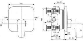 Baterie dus Ideal Standard Ceraplan III montaj incastrat