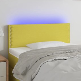 3121461 vidaXL Tăblie de pat cu LED, verde, 90x5x78/88 cm, textil