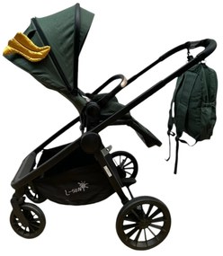 Carucior 3 in 1: Cadru usor, Landou confortabil, Varianta sport si Scoica auto - CPC-65-verde