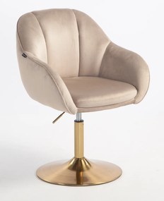 HR2055N Scaun Latte din Catifea cu Bază Aurie