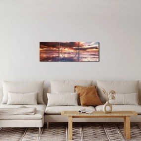 Tablou - Plaja de seară (cu ceas) (90x30 cm)
