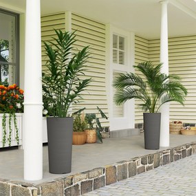 Outsunny Set de 2 ghivece stivabile, ghiveci cu găuri 35x35 cm, rotund, Gri închis | Aosom Romania