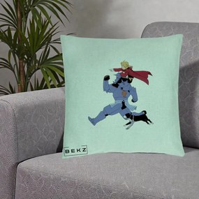 Perna Personalizata Fullmetal Alchemist Edward si Alphonse, 40x40 cm, Verde Menta, Husa Detasabila, Perna Inclusa, BEKZ®