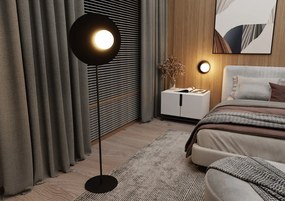Lampadar modern negru cu glob de sticla alb Oslo