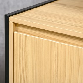 kleankin Mobilier sub chiuvetă de baie dulap sub vas dublu - 60 x 30 x 62,5 cm - Negru și Culoare Lemn | Aosom Romania
