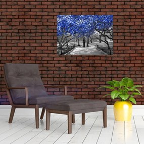 Tablou pe sticlă - Copaci albaștri Central Park, New York (70x50 cm)