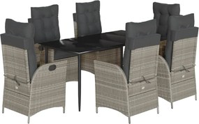 vidaXL Set mobilier de grădină cu perne, 7 piese gri deschis poliratan