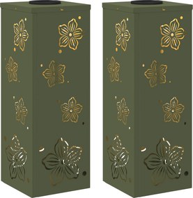 vidaXL Lumină LED Solară pentru Alei 2 pcs Verde măsliniu