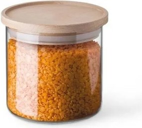 Doză din sticlă Simax 5162 cu capac din lemn,0,5 l