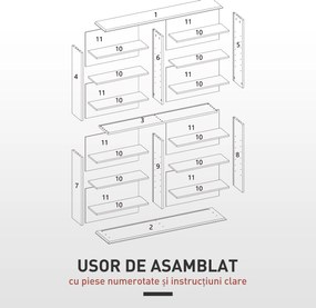 HOMCOM Mobilier Bibliotecă cu 16 Rafturi pentru 720 CD-uri din Lemn 106.5x24x123.7 cm Negru | Aosom Romania