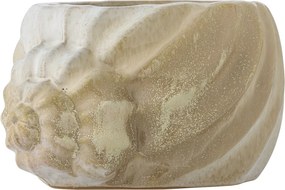 Ghiveci din ceramică artizanală, maro, cu motive florale sculptate în relief, 22x12x17,5 cm, „Corelia"
