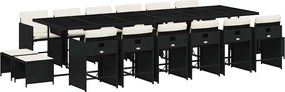 vidaXL Set mobilier de grădină cu perne, 17 piese, negru, poliratan