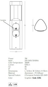 Stalp LED iluminat exterior cu 2 prize/220-240V IP54 Nash