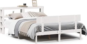 vidaXL Cadru de pat fără saltea, alb, 120x200 cm, lemn masiv pin