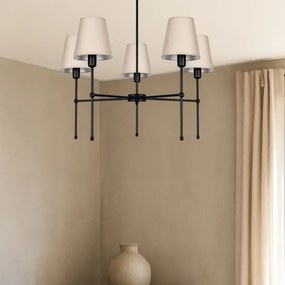 Lustră pe tijă MADELA 5xE14/40W/230V bej/neagră