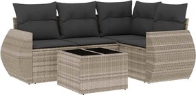 vidaXL Set canapele de grădină cu perne, 5 piese gri deschis poliratan