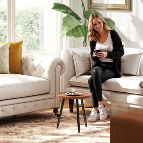 HOMCOM Măsuță de Cafea Modernă Rotundă cu Cadru din Oțel pentru Spații Mici, Lângă Canapea, Sufragerie, Dormitor, Efect de Lemn Castan | Aosom Romania