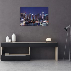 Tablou - Zgârie-nori din New York iluminate (90x60 cm)