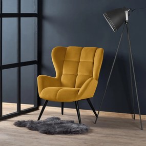 Fotoliu Tyrion velvet mustariu H91 cm