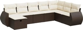 vidaXL Set canapele de grădină cu perne, 8 piese, maro, poliratan