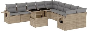 vidaXL Set canapele de grădină cu perne, 11 piese, bej, poliratan