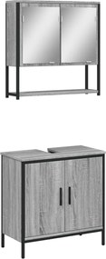 vidaXL Set mobilier de baie, 2 piese, gri sonoma, lemn prelucrat