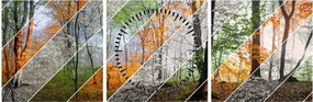 Tablou - Schimbarea anotimpurilor (cu ceas) (90x30 cm)