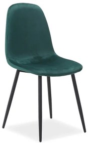 Scaun verde FOX VELVET cu picioare negre