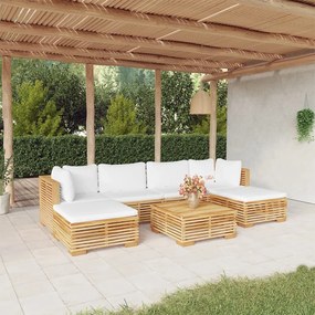 3100891 vidaXL Set mobilier grădină cu perne, 7 piese, lemn masiv de tec