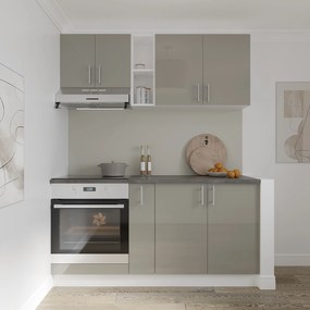 Set haaus V7, Gri Lucios/Alb, MDF, Blat Thermo 28 mm, L 160 cm