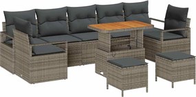 vidaXL Set de canapele pentru grădină cu pernă 10 pcs Gri poliratan