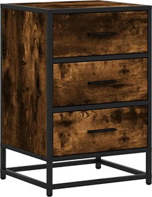 vidaXL Noptiera stejar afumat 40x34,5x60 cm lemn prelucrat si metal
