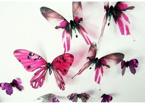 Set 18 autocolante cu efect 3D Ambiance Butterflies, roz