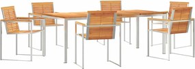 vidaXL Set de masă pentru grădină 7 pcs Maro Lemn Solid de Acacia