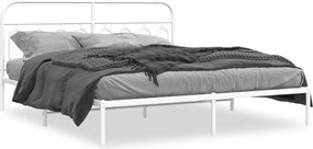 vidaXL Cadru de pat metalic cu tăblie, alb, 193x203 cm