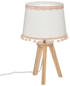 Lampa de masa POMPOM, picioare din lemn, 32 cm