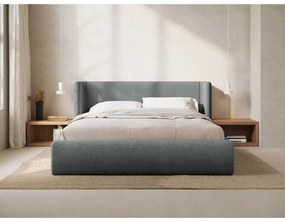 Pat matrimonial gri închis tapițat cu spațiu de depozitare cu somieră 160x200 cm Jason – Windsor &amp; Co Sofas